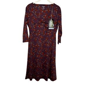 Toad&Co Dress Womens Small Rosalinda Vino Geese Print Eco Friendly Fall 16